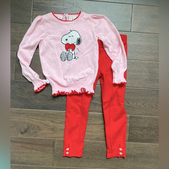 Janie and Jack girls Peanuts Valentine outfit EUC 4T - Picture 1 of 7